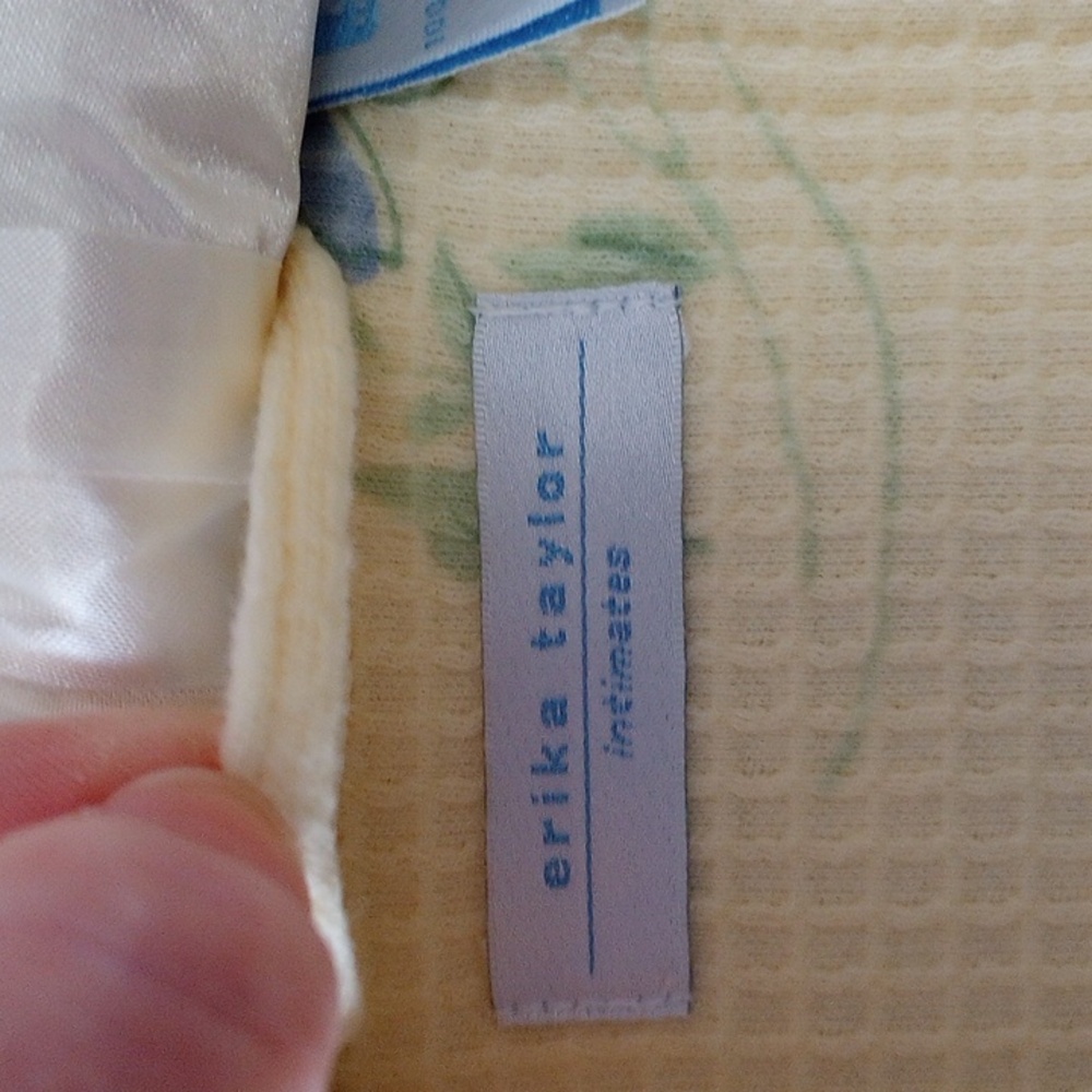 Waffle Weave Bath Robe Yellow and Blue M - Picture 12 of 13